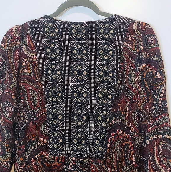 Knox Rose Maxi Dress Long Sleeve Button Front Boho Night Sky Sz Medium Burgundy - Picture 8 of 15